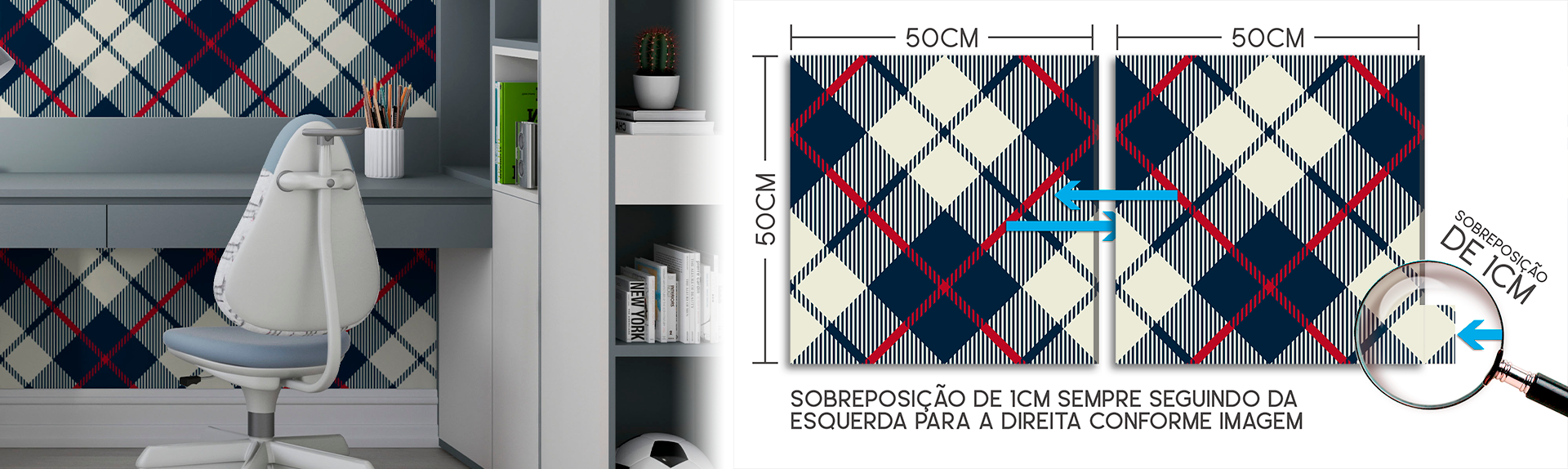 Papel de Parede Adesivo Xadrez Love - STICKDECOR